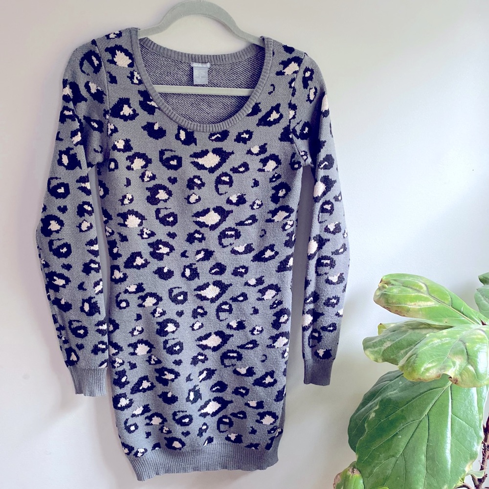 Leopard Print Sweater Dress